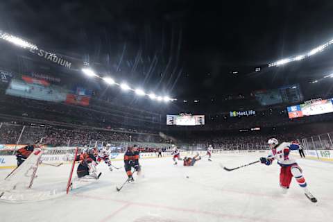 Mika scoring the tying goal late vs. the Islanders in the Stadium Series