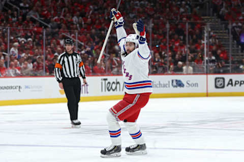 Mika Zibanejad celebrating a goal vs. the Caps