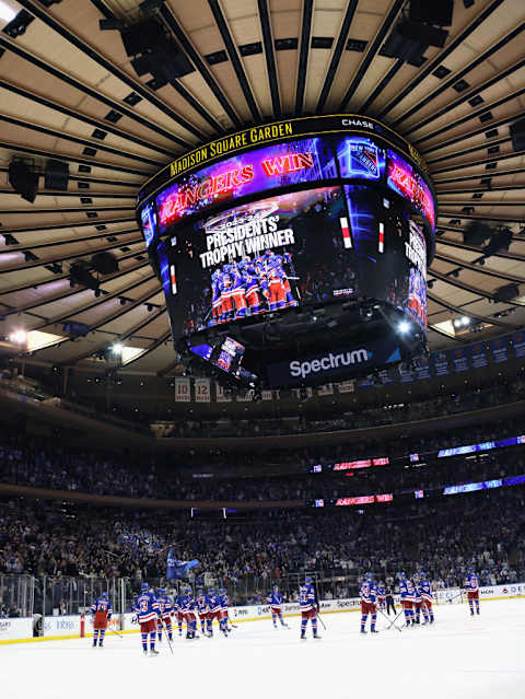 The Rangers after clinching the President's Trophy with a win over Ottawa