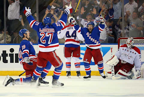 Kreider after scoring the late game-tying goal vs. the Caps in Game 5 of the 2015 playoffs