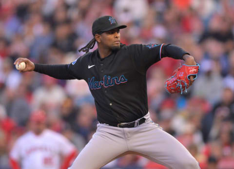 Miami Marlins v Los Angeles Angels