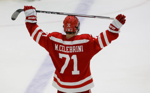 Boston University star C Macklin Celebrini is the projected first overall pick of the 2024 NHL Entry Draft. 