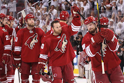 The Coyotes salute the crowd after falling to the Kings in the 2012 Western Conference Final.