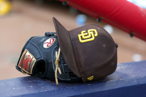 San Diego Padres hat and glove