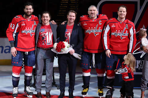 John Carlson, Gina Carlson, Alex Ovechkin, Nicklas Backstrom, T.J. Oshie, Tom Wilson