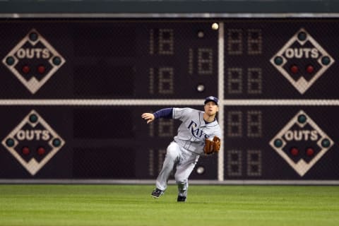 Ben Zobrist playing right field in the 2008 World Series.