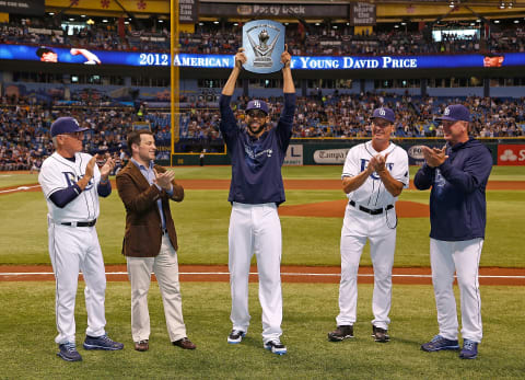 David Price with his 2012 AL Cy Young Award.