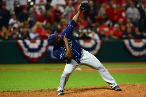 Fernando Rodney shoots the arrow after closing out the 2013 Wild Card game.