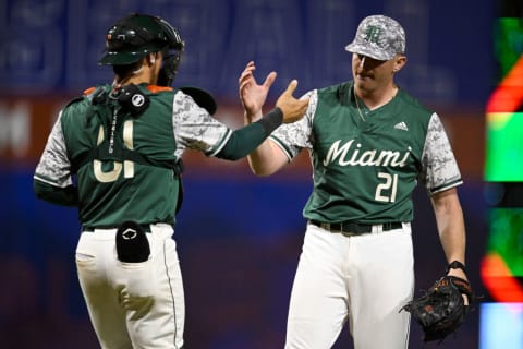 Andrew Walters celebrates closing out a collegiate game.