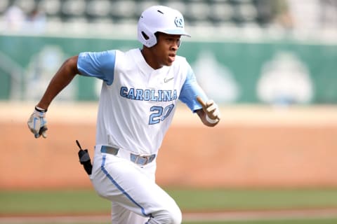 Justice Thompson of UNC rounds the bases.