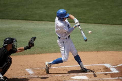 Matt McLain of UCLA hit a ball.