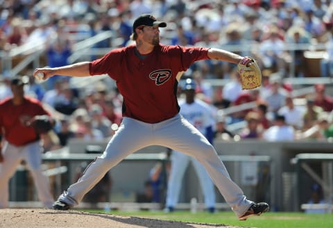 Jon Rauch in a picture that could fit on the screen, at 6'11 is the tallest Dbacks player ever