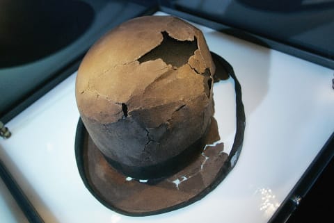 A bowler hat recovered from the Titanic wreckage.