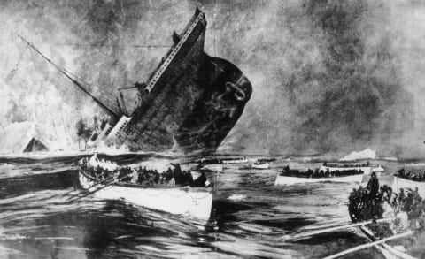 An artistic rendering of the RMS 'Titanic' sinking.