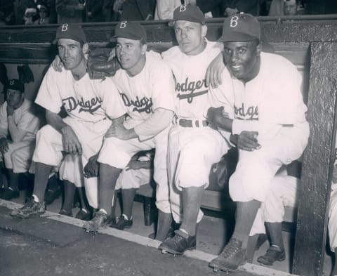 Jackie Robinson on the Brooklyn Dodgers.