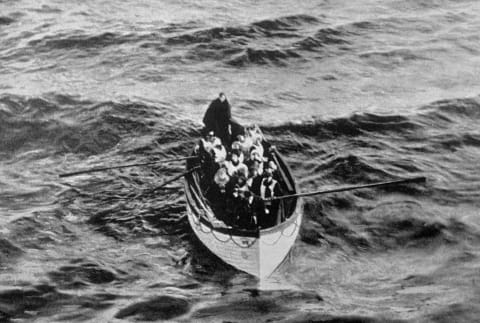 Titanic survivors in lifeboat