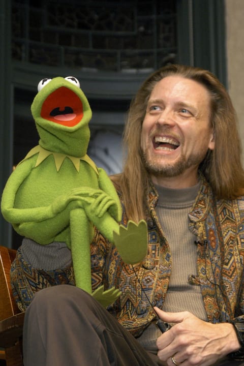 Muppet Kermit the Frog and his operator Steve Whitmire.