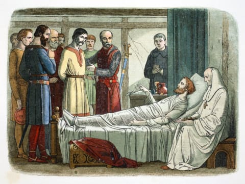 Richard I of England pardoning the archer who shot him.