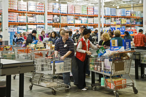 A Costco checkout line. 