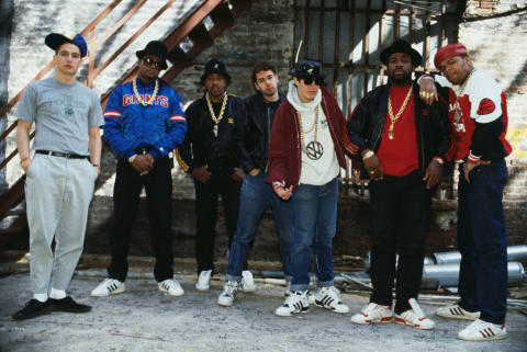 Run-DMC photographed with the Beastie Boys.