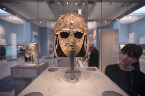 Sutton Hoo artifacts on display at the British Museum.