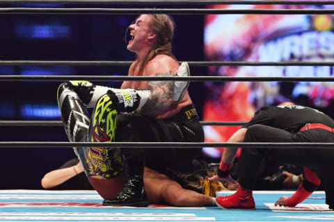 The "Lionheart" in action with his submission finisher, the Liontamer. 