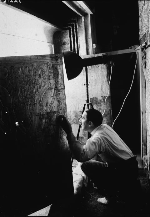 Carter opens the door of Tut's shrine.