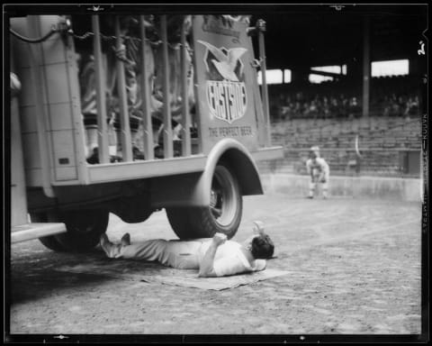 Galen Gough is run over by a truck in 1935.