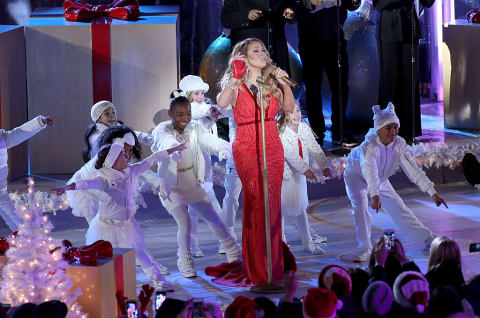 Mariah Carey performing at the 82nd Annual Rockefeller Christmas Tree Lighting Ceremony.