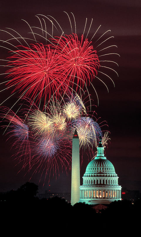 July 4th fireworks light up the skies