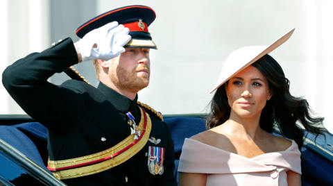 Prince Harry and Meghan Markle at the Trooping The Colour, 2018.