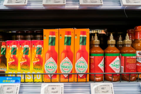 Tabasco hot sauce at a supermarket.