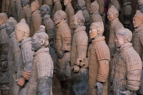 Terracotta Warrior Statues at Xian, China.