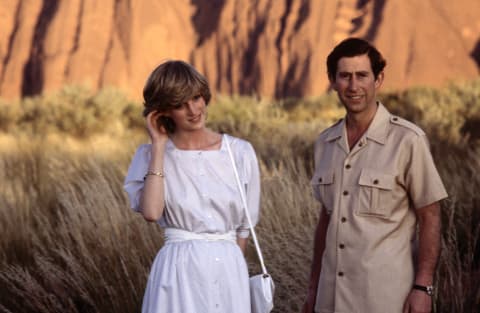 Charles and Diana at Uluru/Ayers Rock in Australia, 1983.