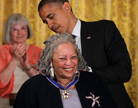 President Barack Obama awards Presidential Medal of Freedom to Toni Morrison.