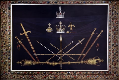 The Coronation Regalia at the time of the coronation of King George V in 1910.