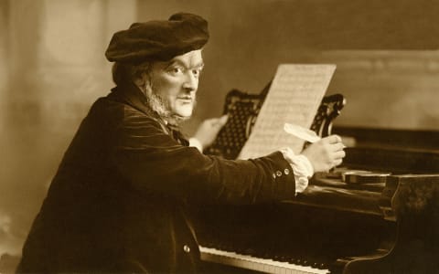 German composer Richard Wagner, circa 1875.