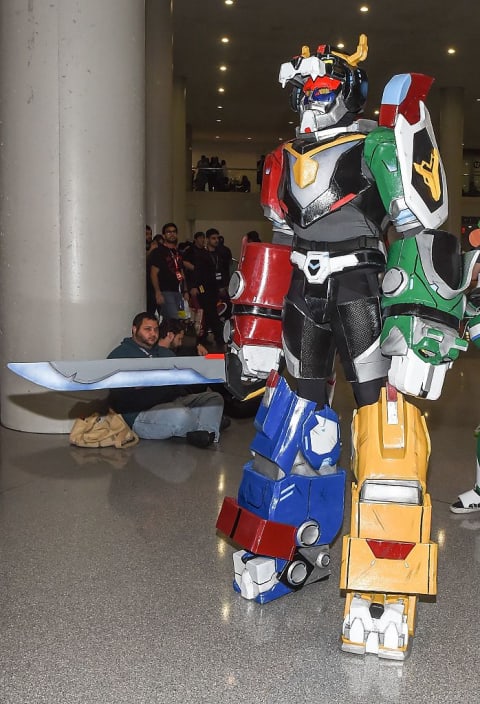 A Voltron cosplayer patrols New York Comic Con.