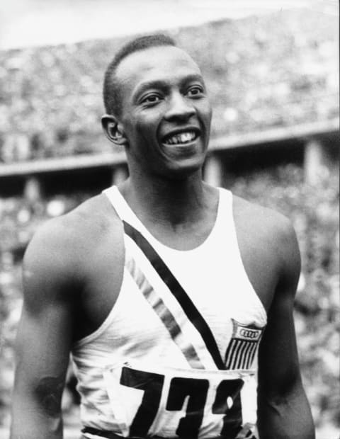 Jesse Owens at the 1936 Olympic Games in Berlin, Germany.