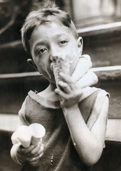 Boy with Many Ice Cream Cones.