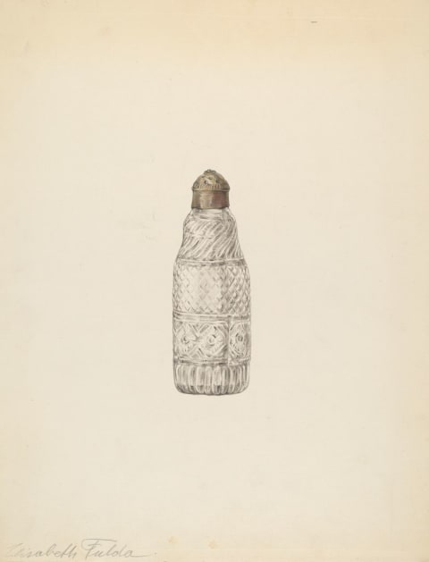 A vintage illustration of a salt shaker.