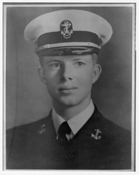 A young Jimmy Carter in uniform.