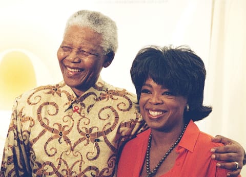 Oprah has met a number of influential figures throughout her career, including Nelson Mandela, former president of South Africa. 