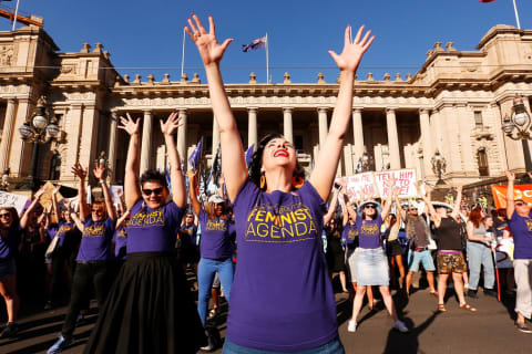 Thousands of Australians march for change on International Women's Day in 2017.