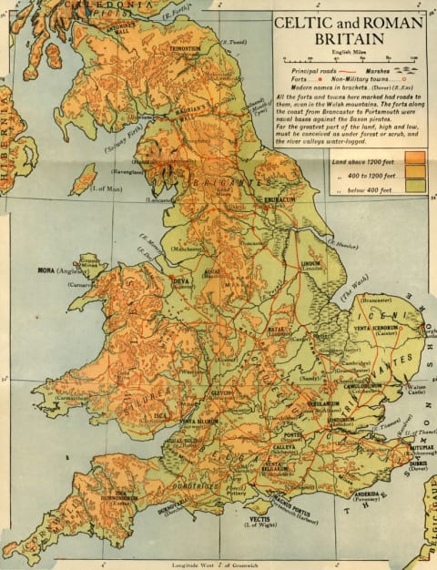 A map of Celtic and Roman Britain.