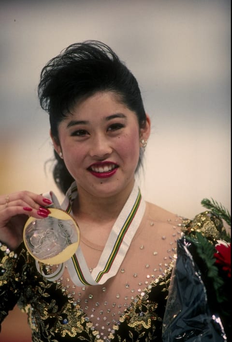 Kristi Yamaguchi wins gold at the 1992 Winter Olympics.