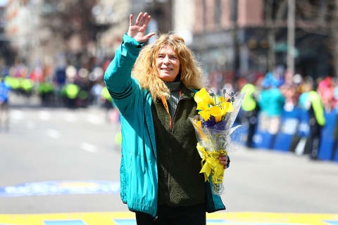 Bobbi Gibb celebrates 50 years of women running the Boston Marathon, a barrier she broke in 1966.