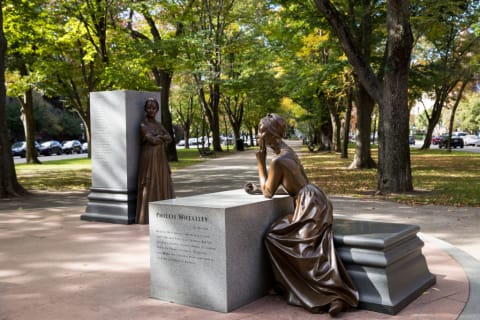 A statue of Phillis Wheatley at the Boston Women's Memorial in Boston, Massachusetts.