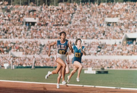 Wilma Rudolph sprinting in 1960 Summer Olympics.