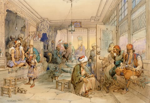 'A Coffee House, Constantinople,' by Amadeo Preziosi.